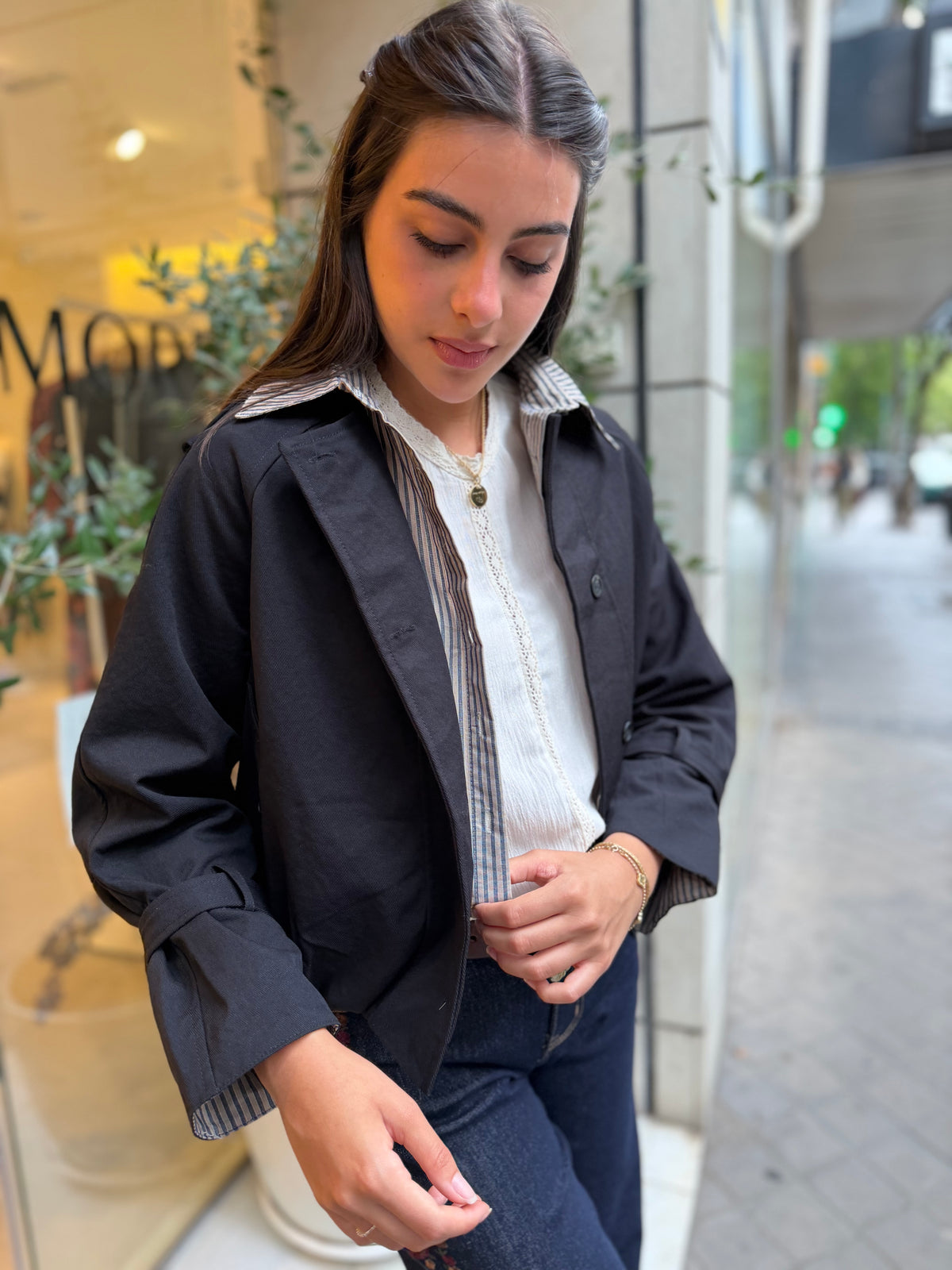 Chaqueta Gabardina C. Camisa Negro