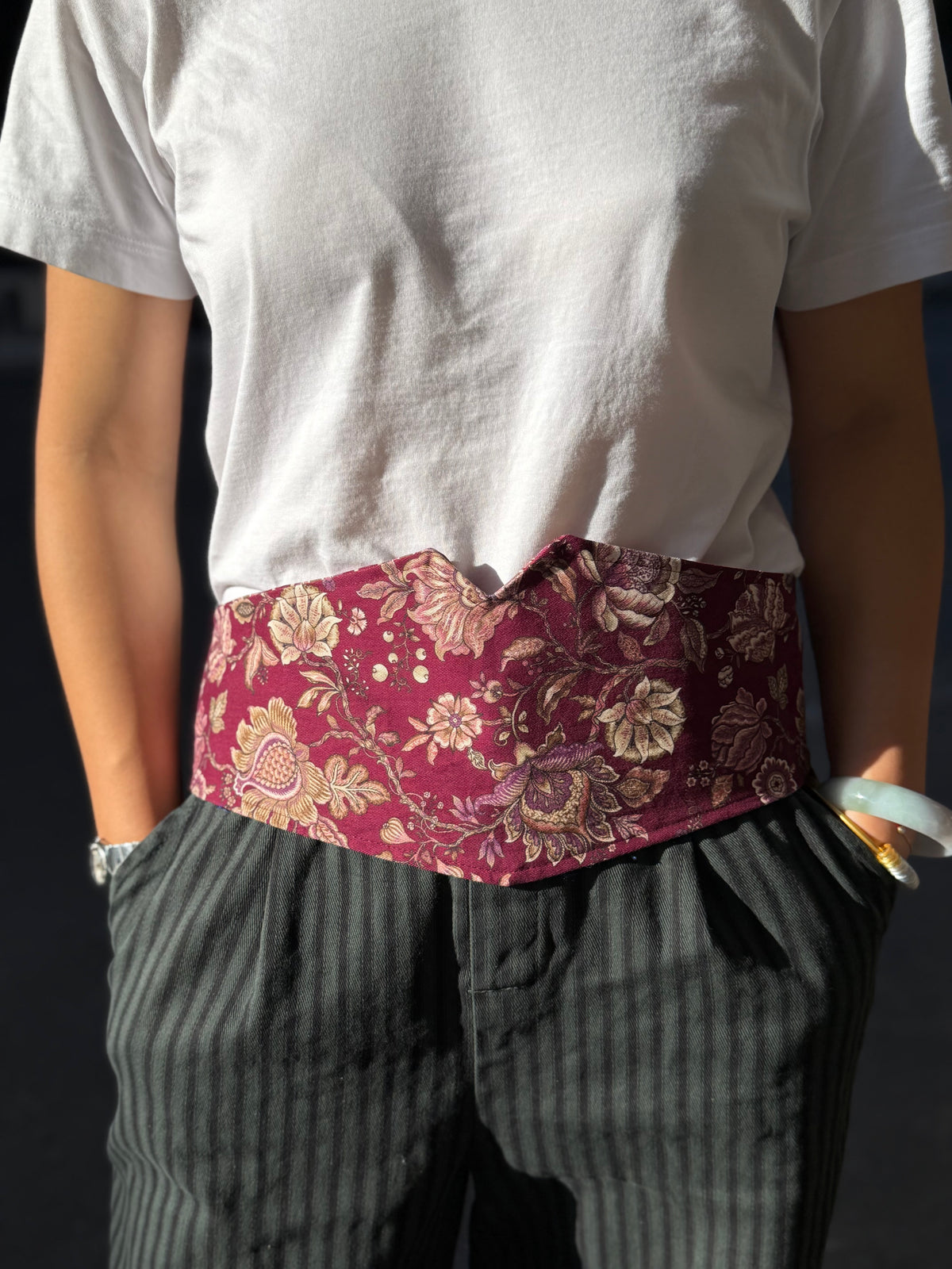 Fajín Reversible Estampado Burdeos