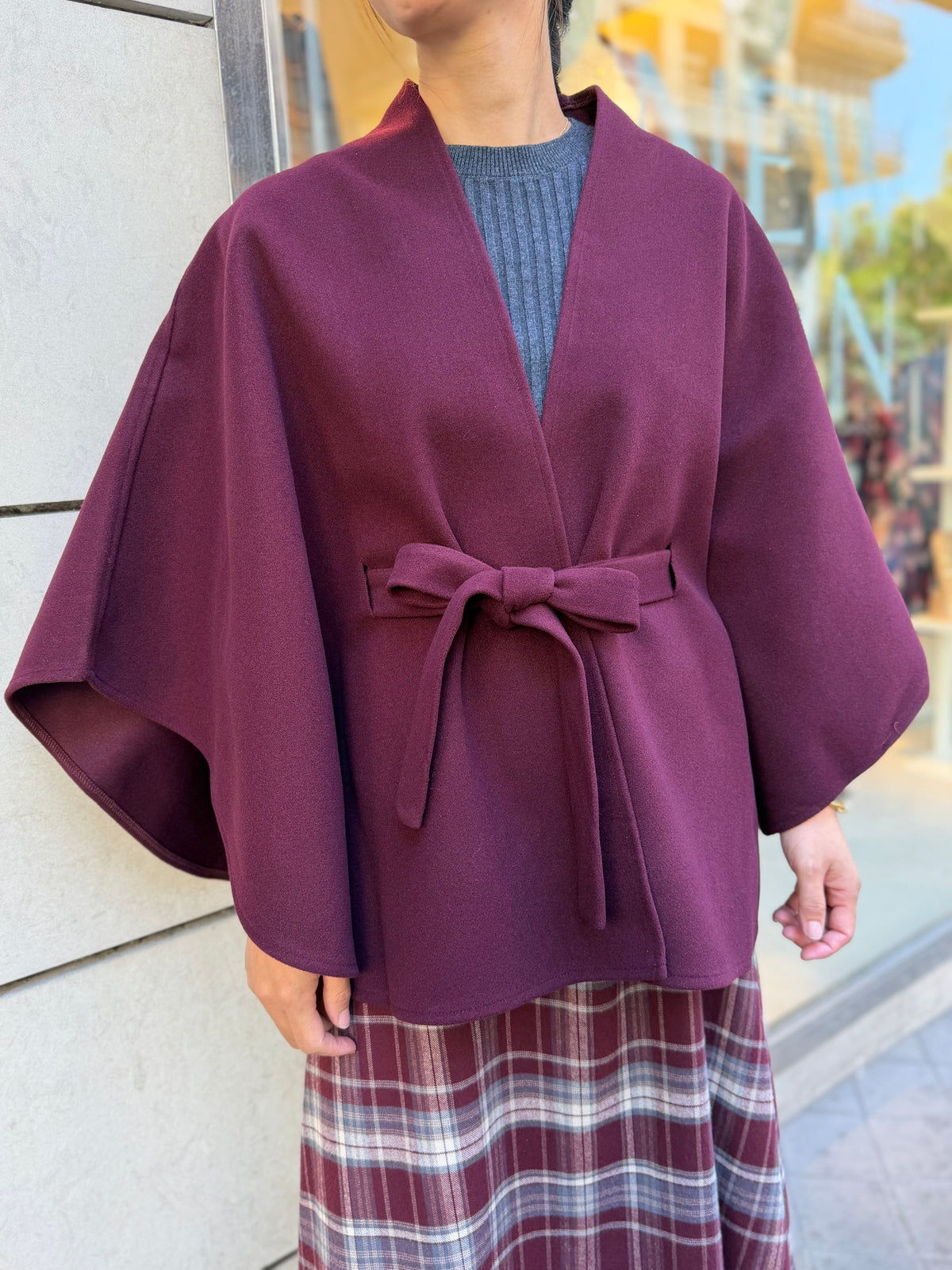Poncho Liso Atado Granate
