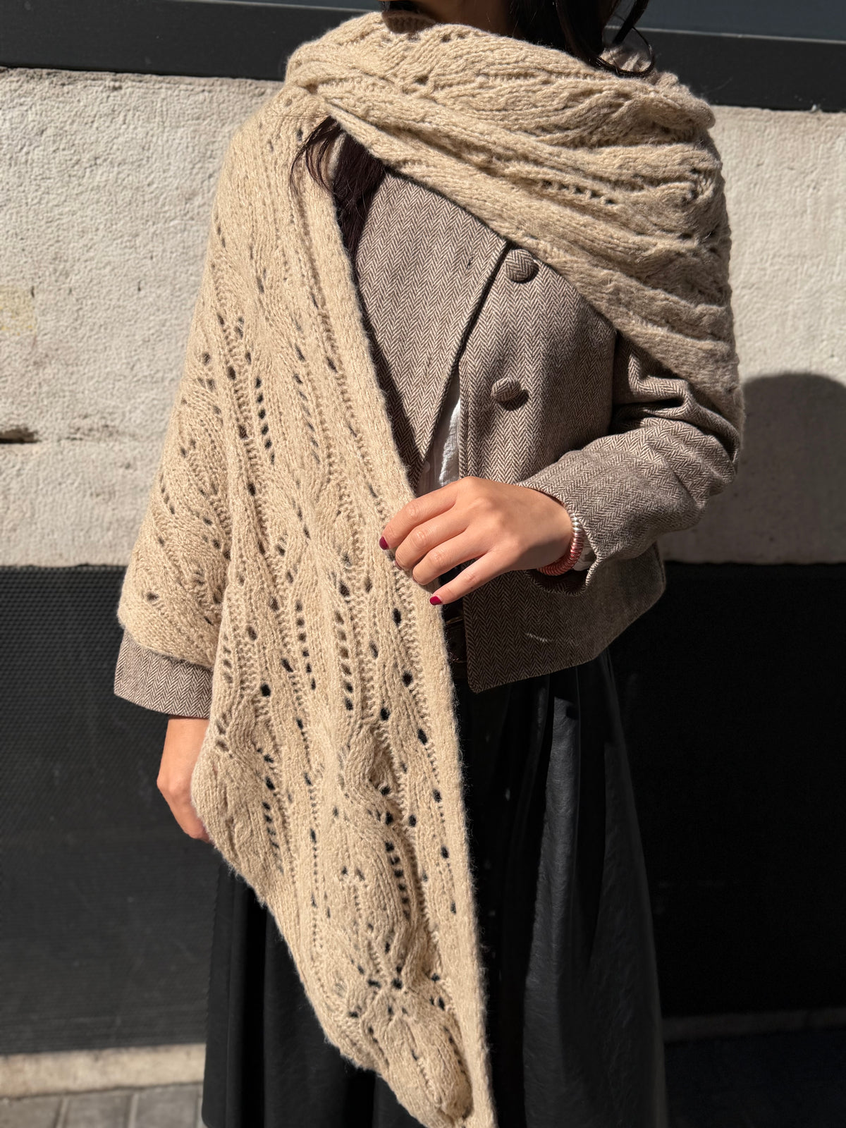 Poncho Triangular Julia Beige
