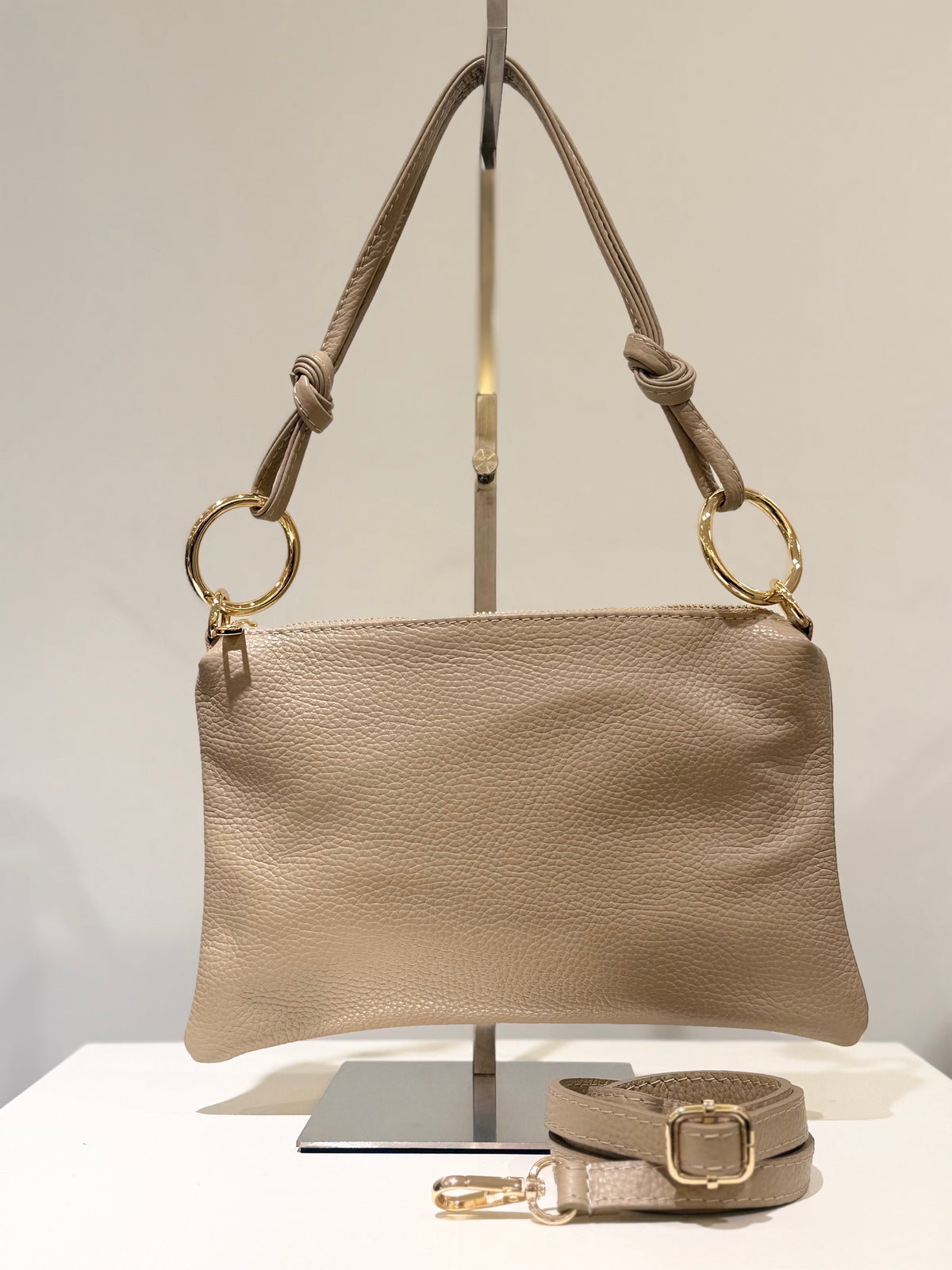 Bolso Piel Small Aro Beige