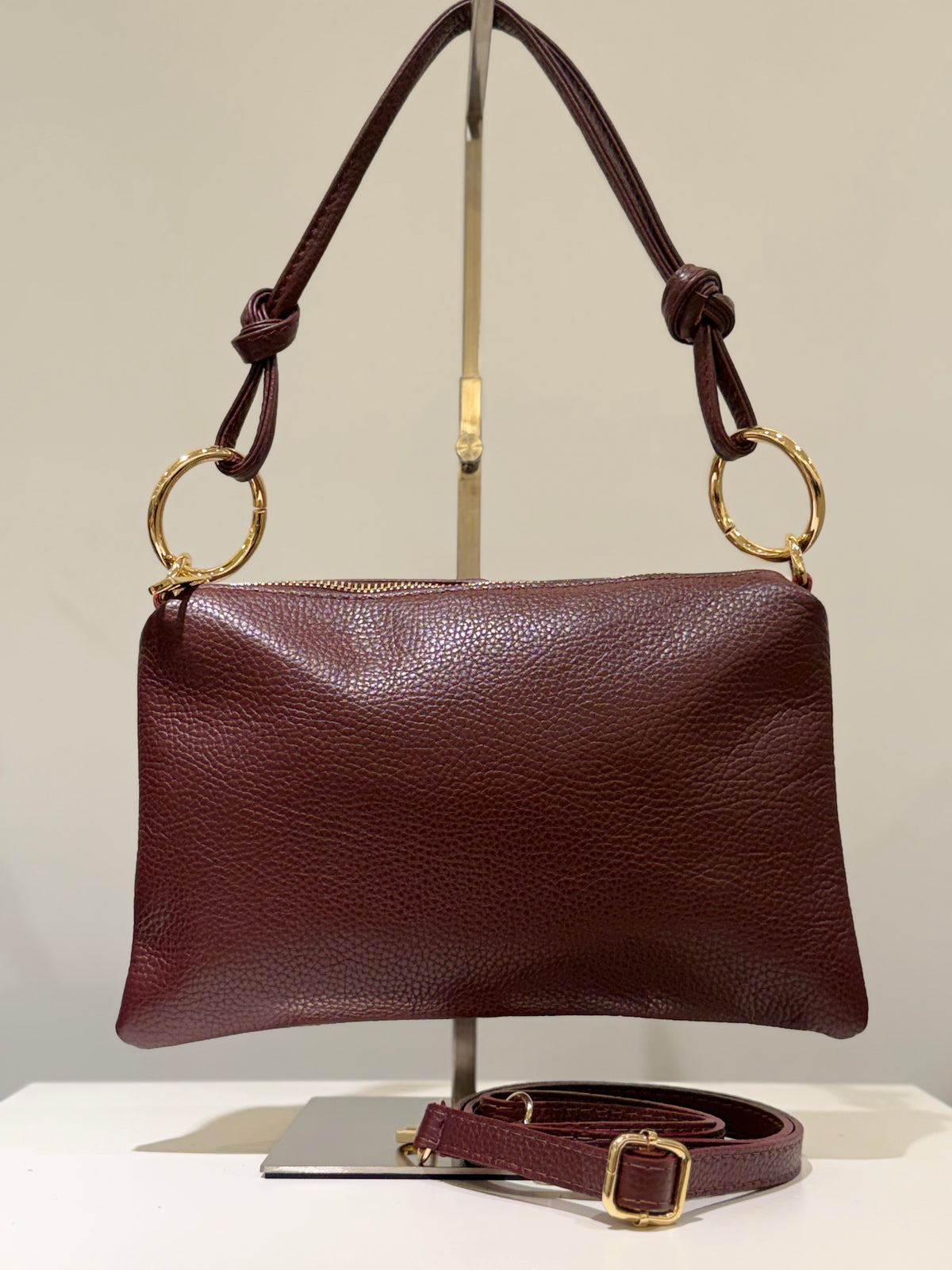 Bolso Piel Small Aro Granate