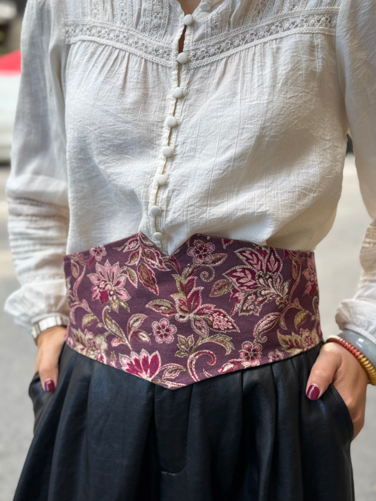 Fajín Reversible Estampado Morado