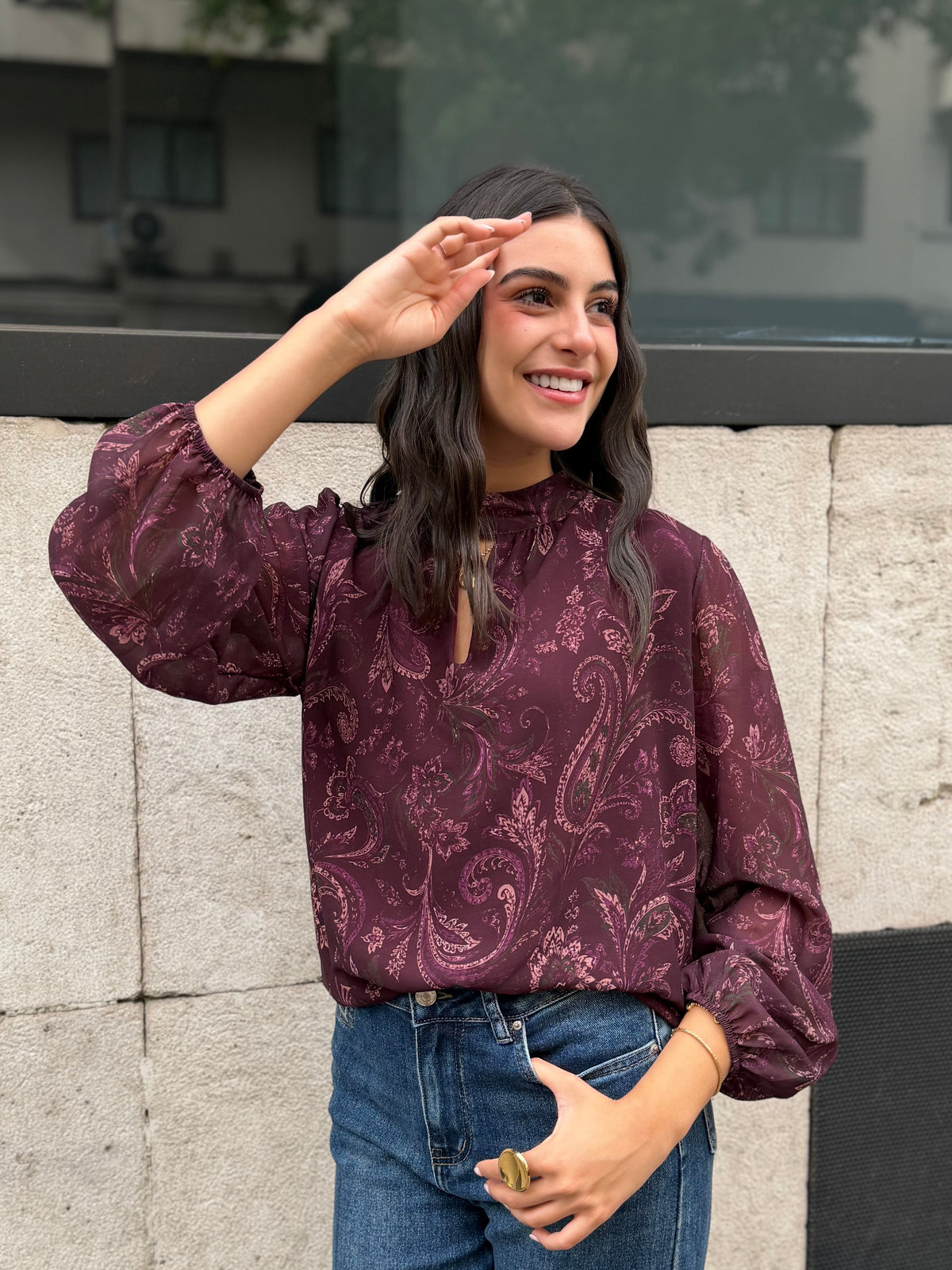 Blusa Gasa Estampada Collarín