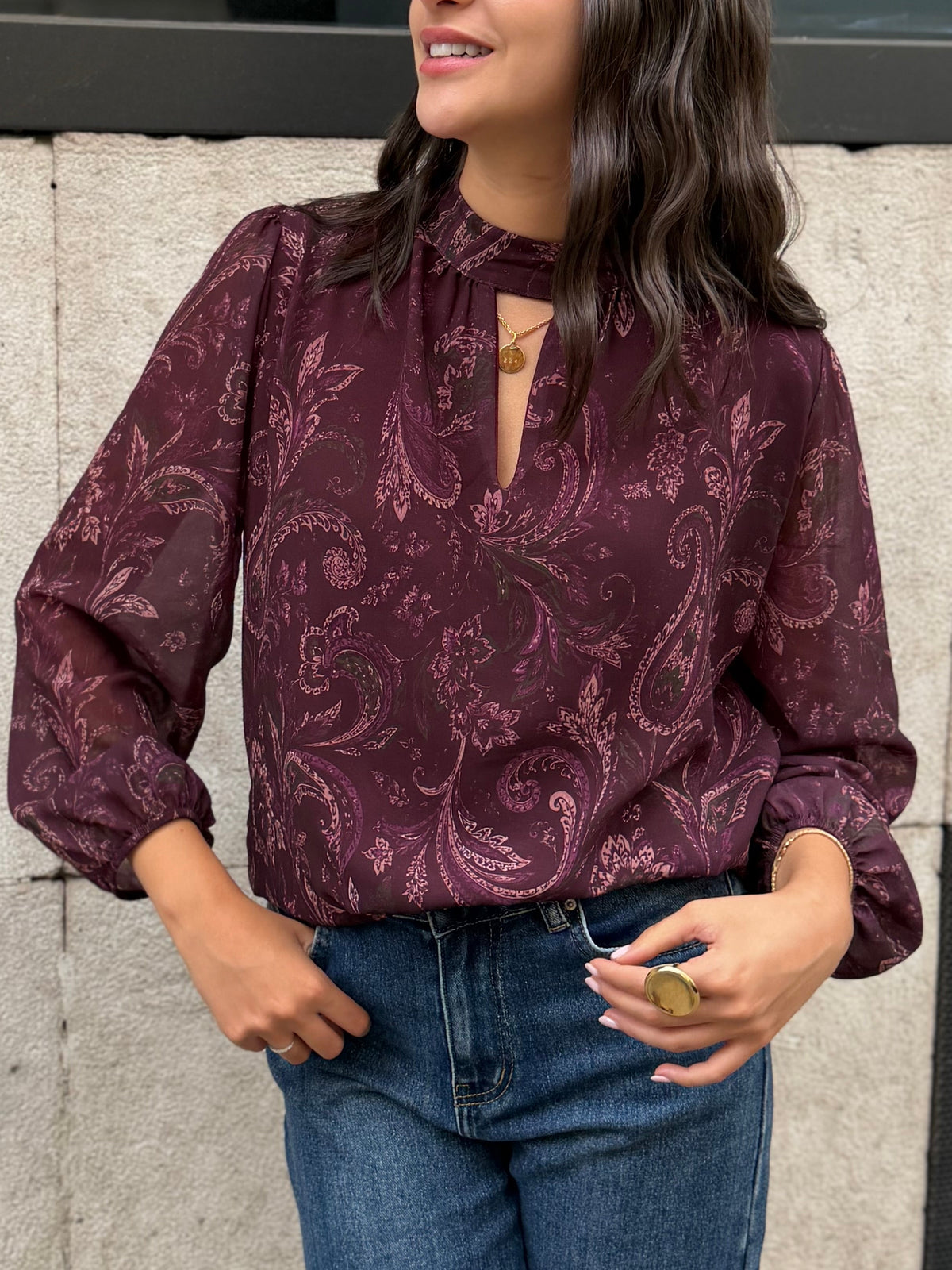 Blusa Gasa Estampada Collarín