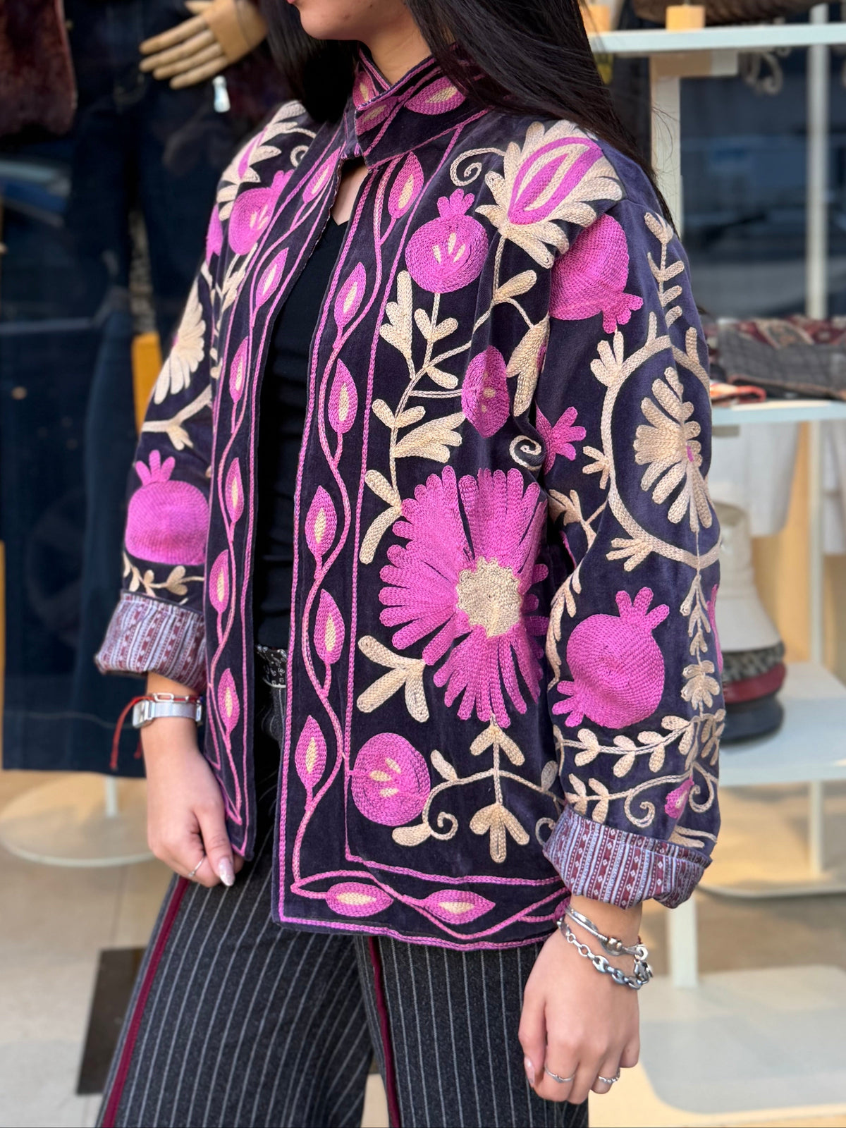 Chaqueta Bordada Algodón Rosa