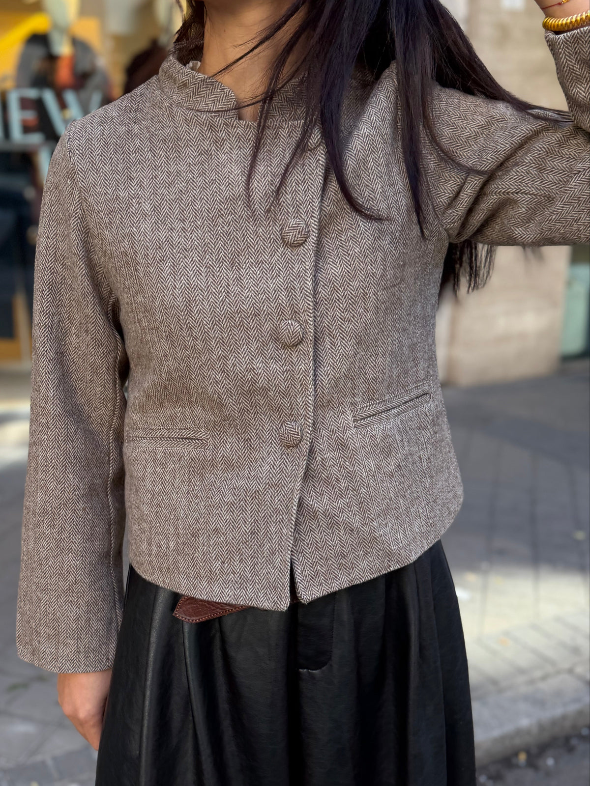 Chaqueta Espiga Botón Lateral