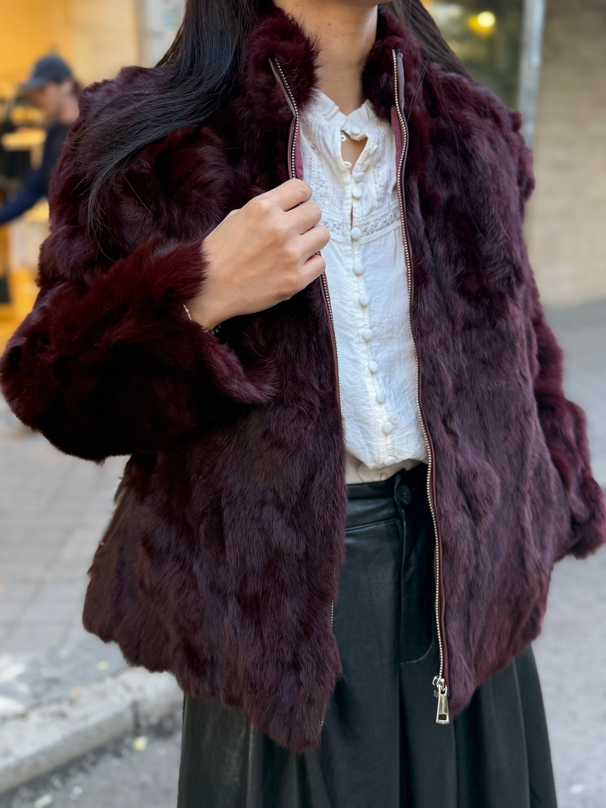 Chaqueta Piel Granate