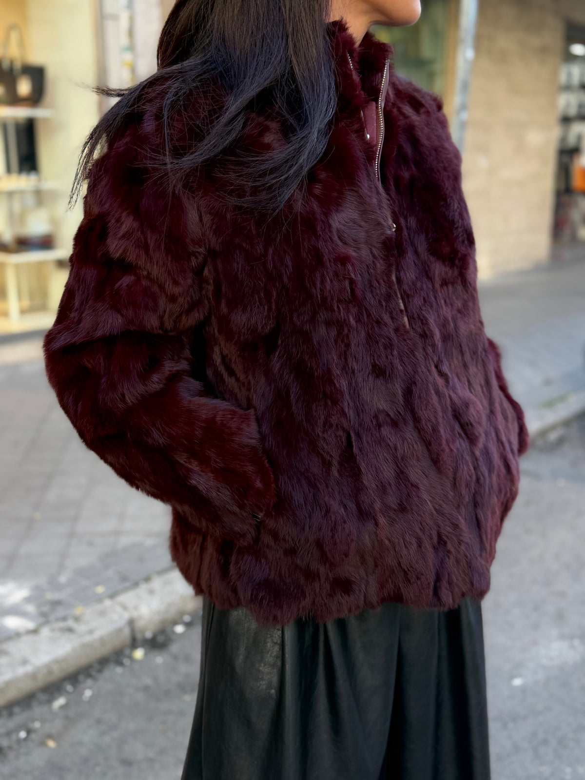 Chaqueta Piel Granate