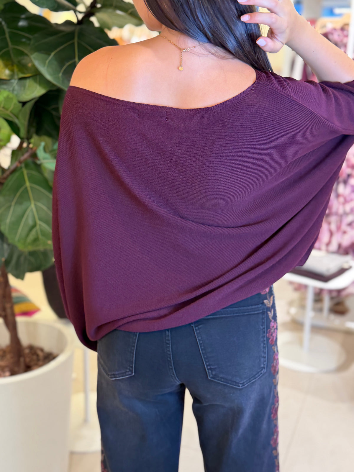 Top Punto Liso Poncho Burdeos