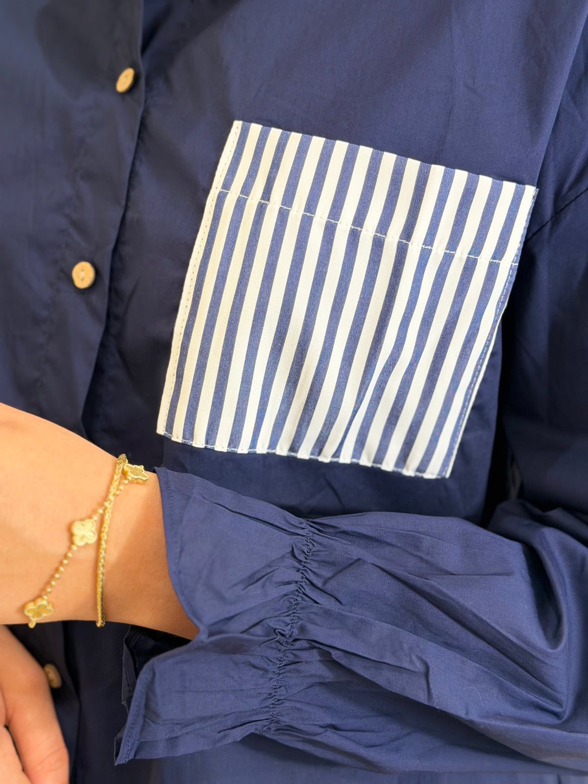 Camisa Marino Bolsillo Raya