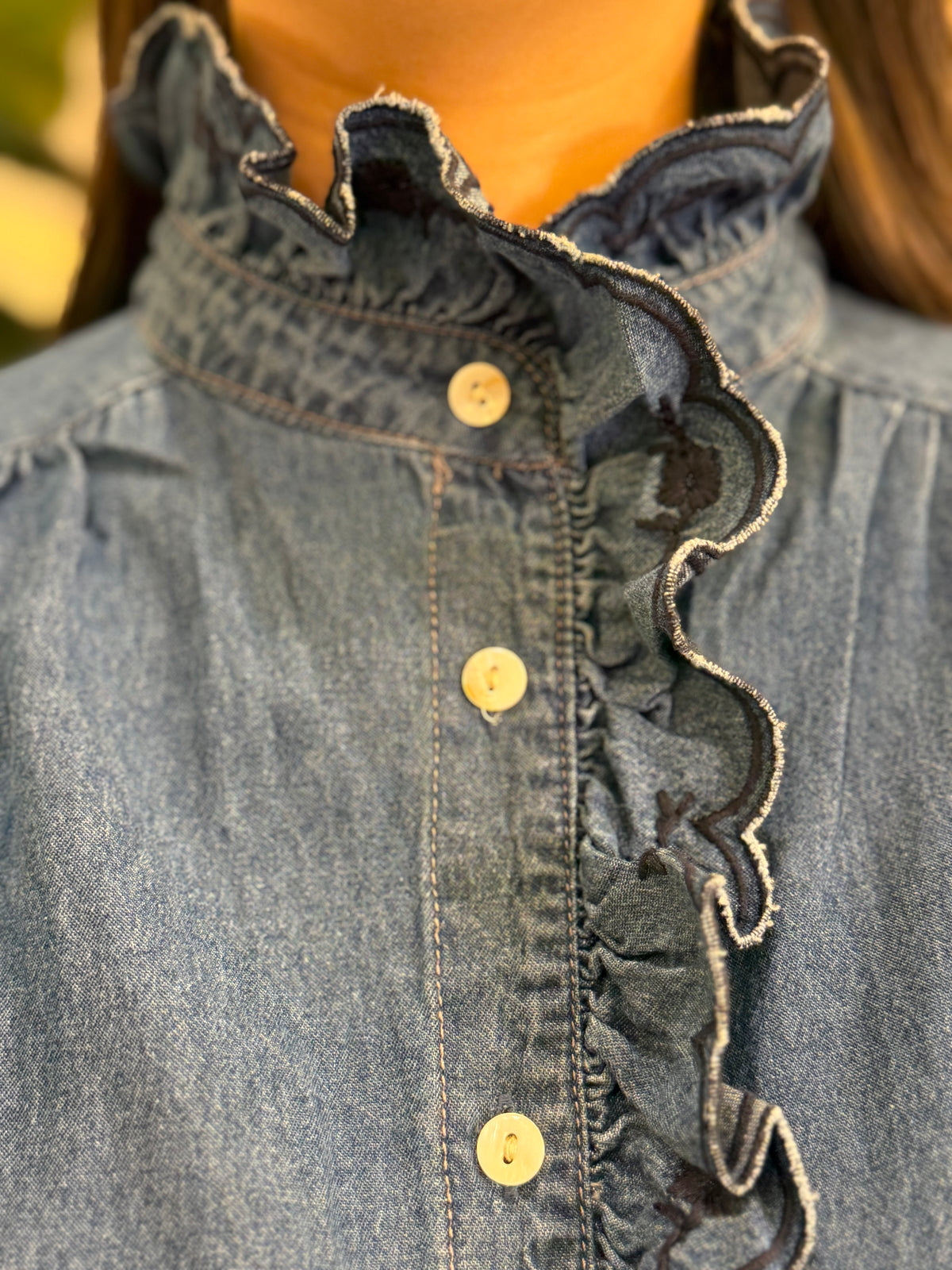 Camisa Tejana Volante Bordado