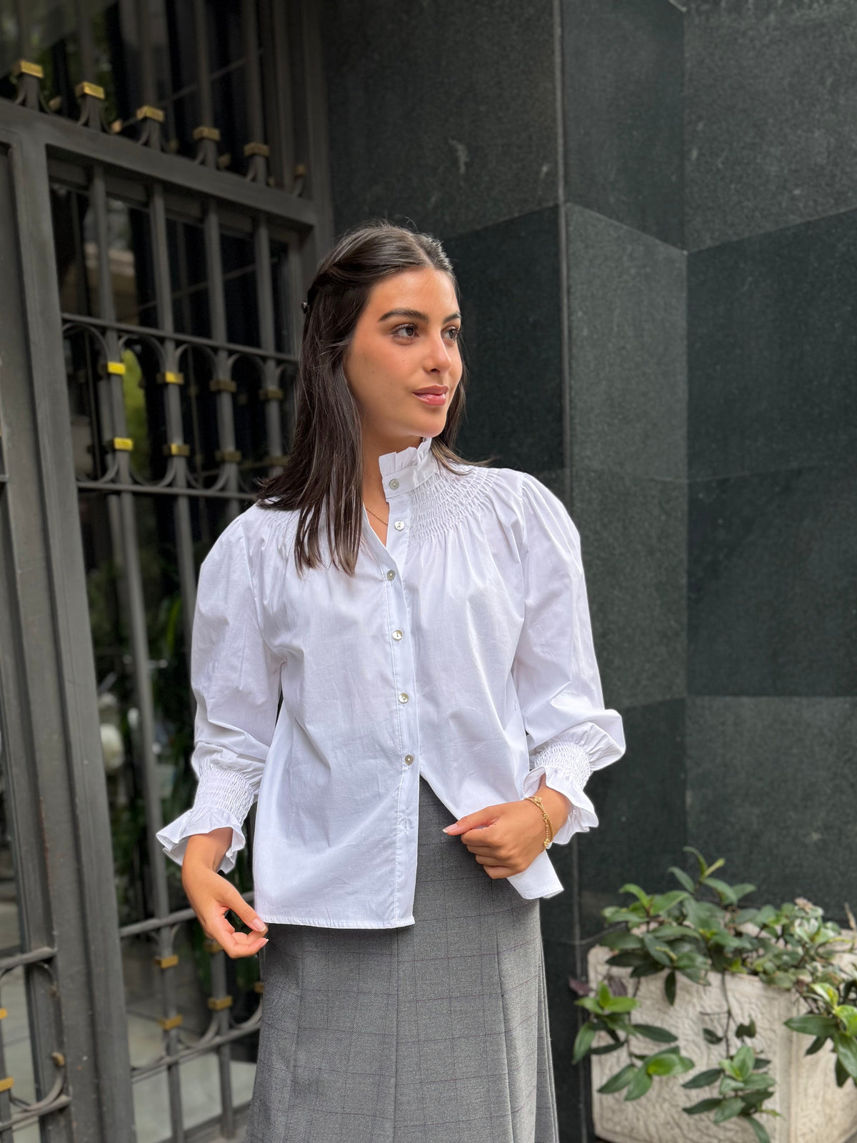 Camisa Blanca Manga C. Elastico