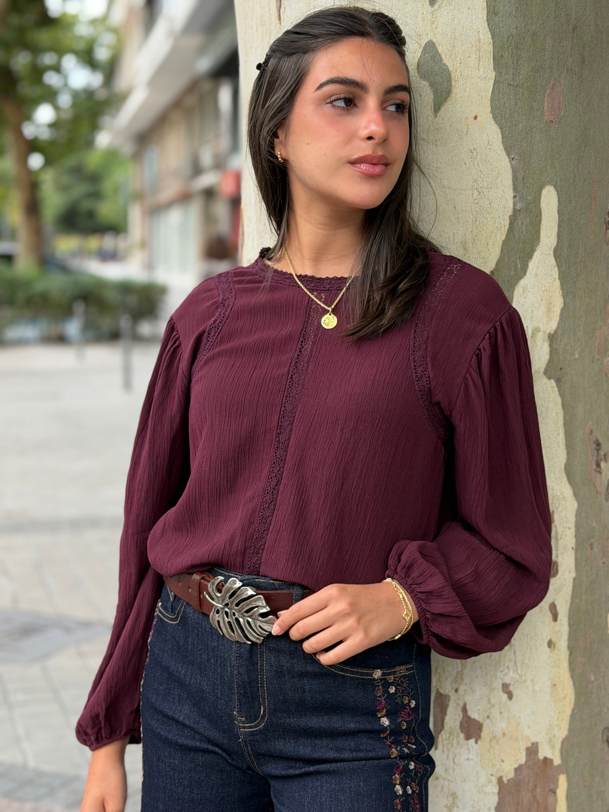 Blusa Brillo Inca Granate