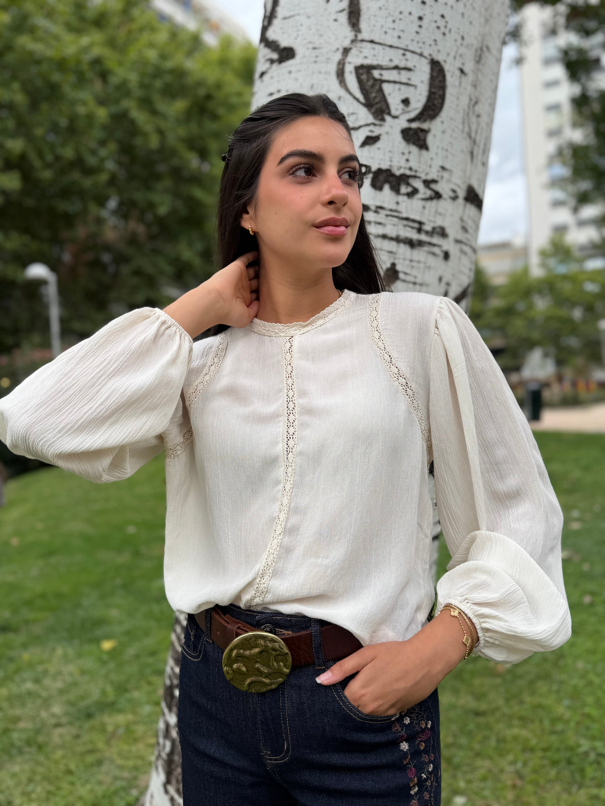 Blusa Brillo Inca Beige