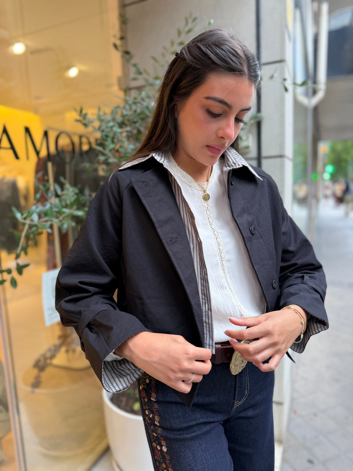Chaqueta Gabardina C. Camisa Negro