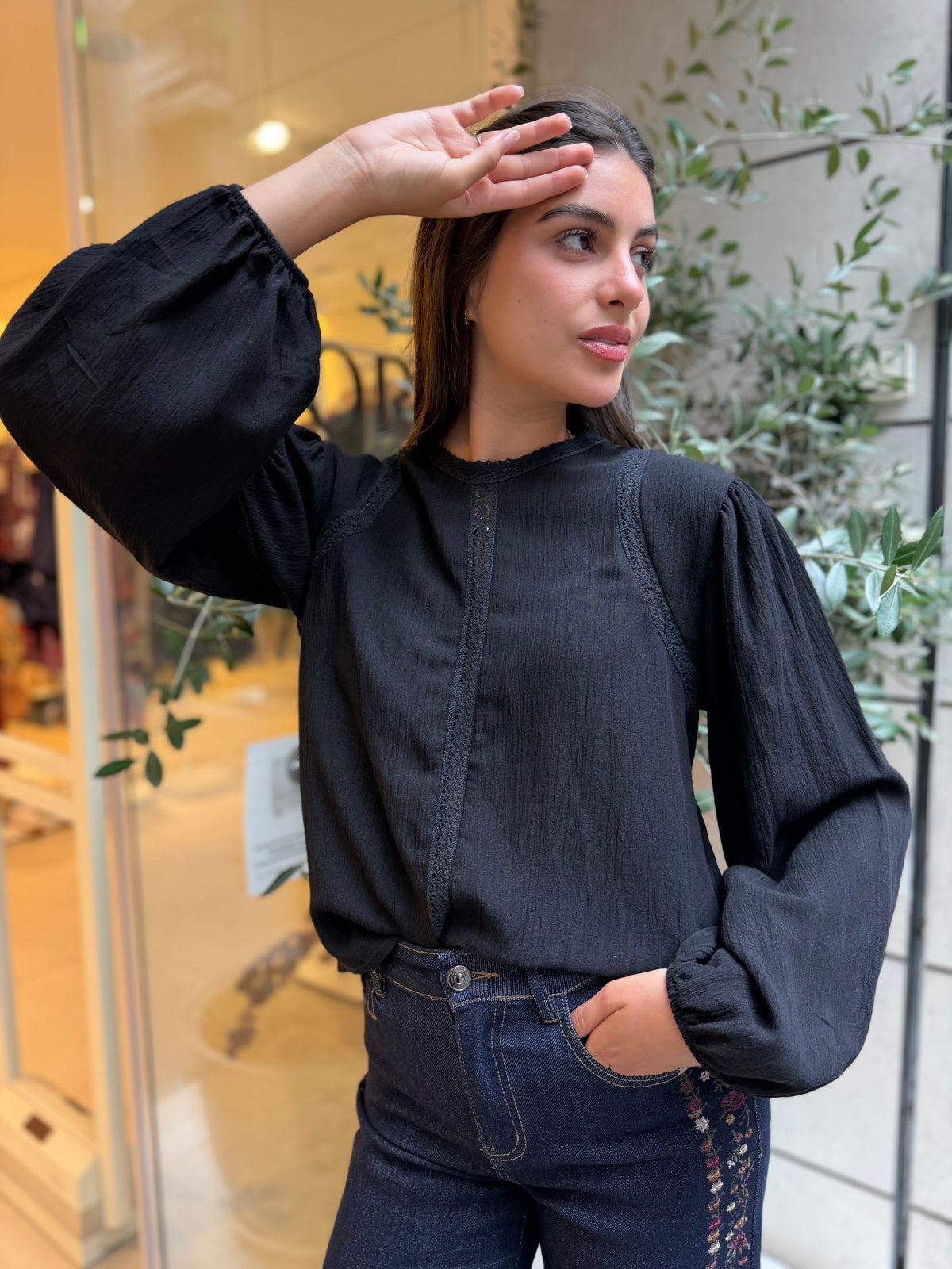Blusa Brillo Inca Negro