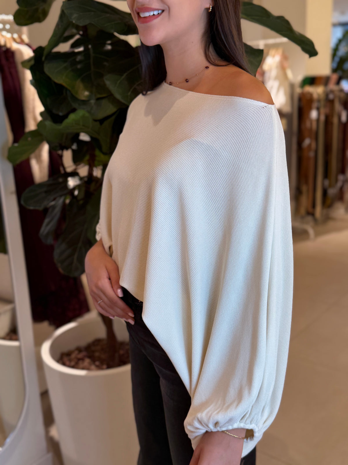 Top Punto Liso Poncho Beige
