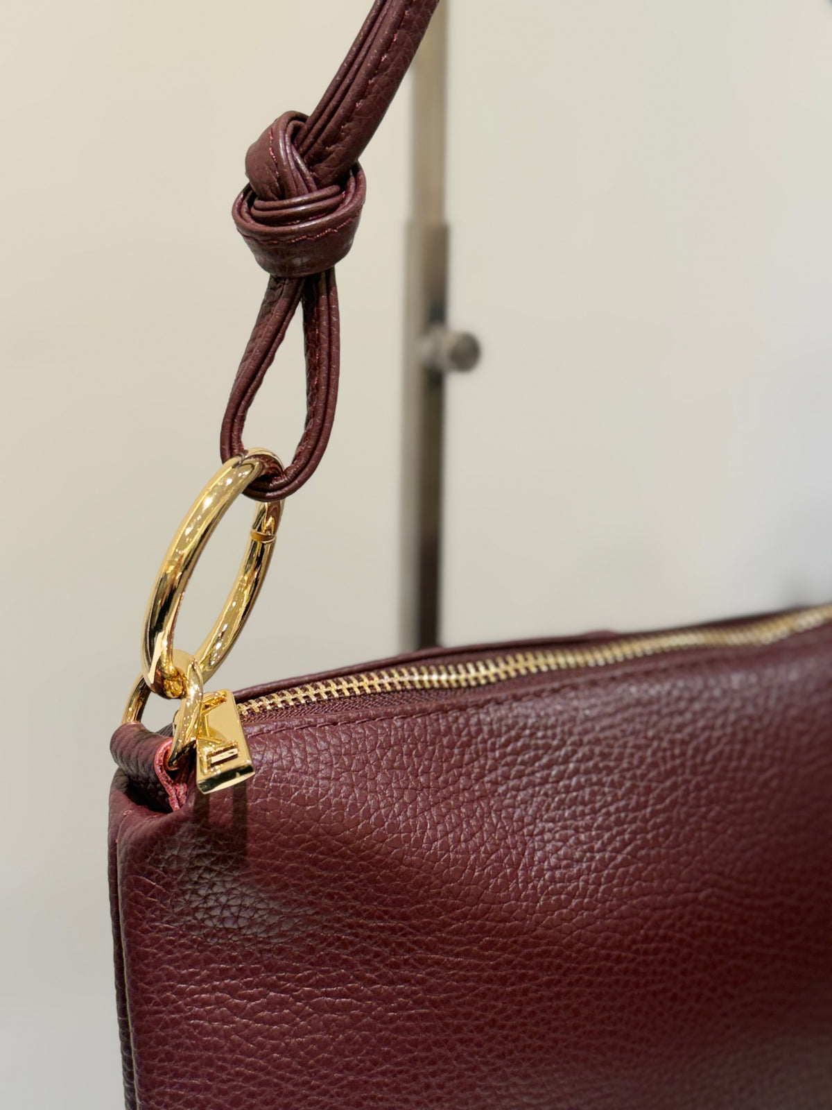 Bolso Piel Small Aro Granate
