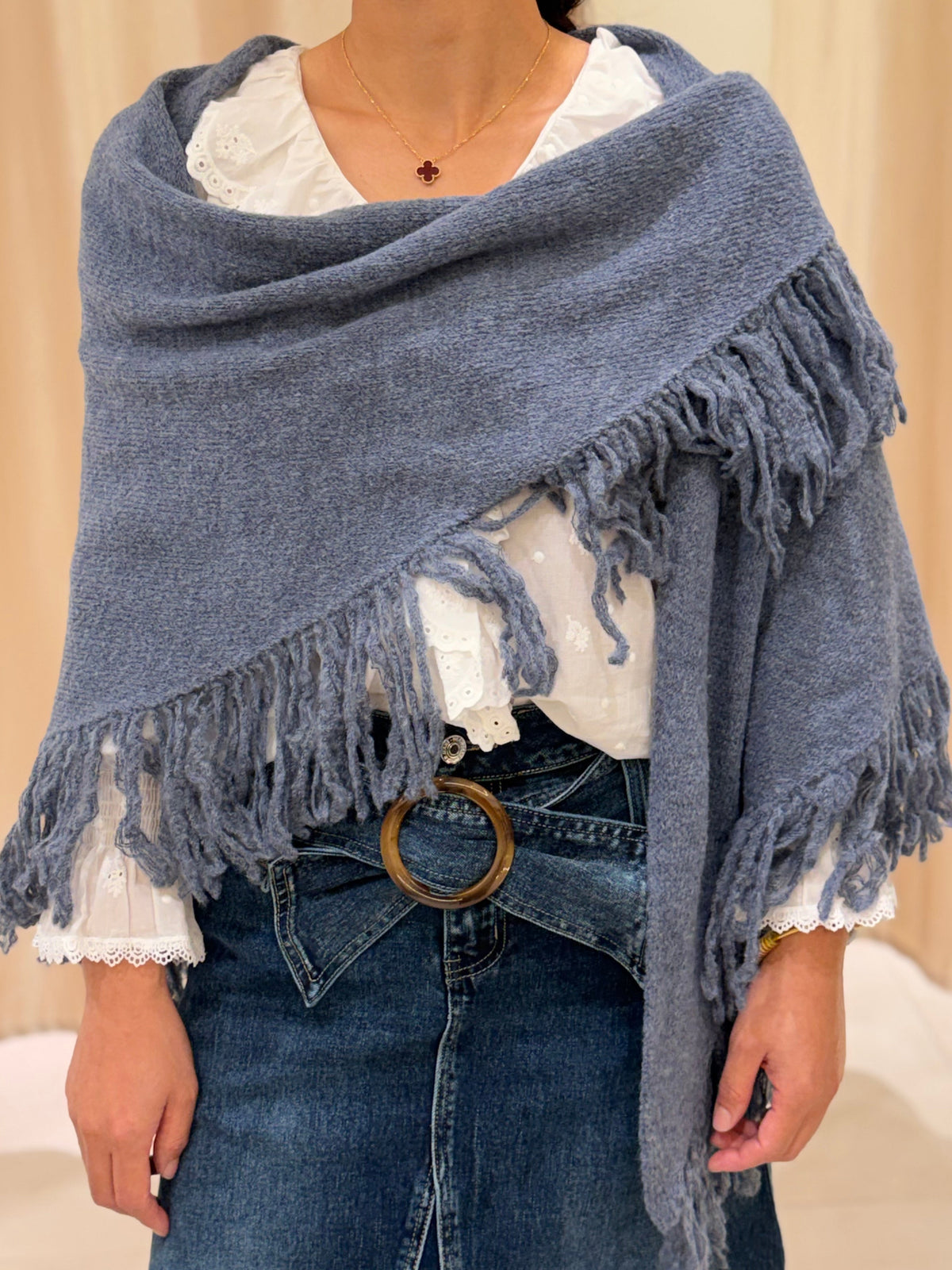 Poncho Flecos Azul