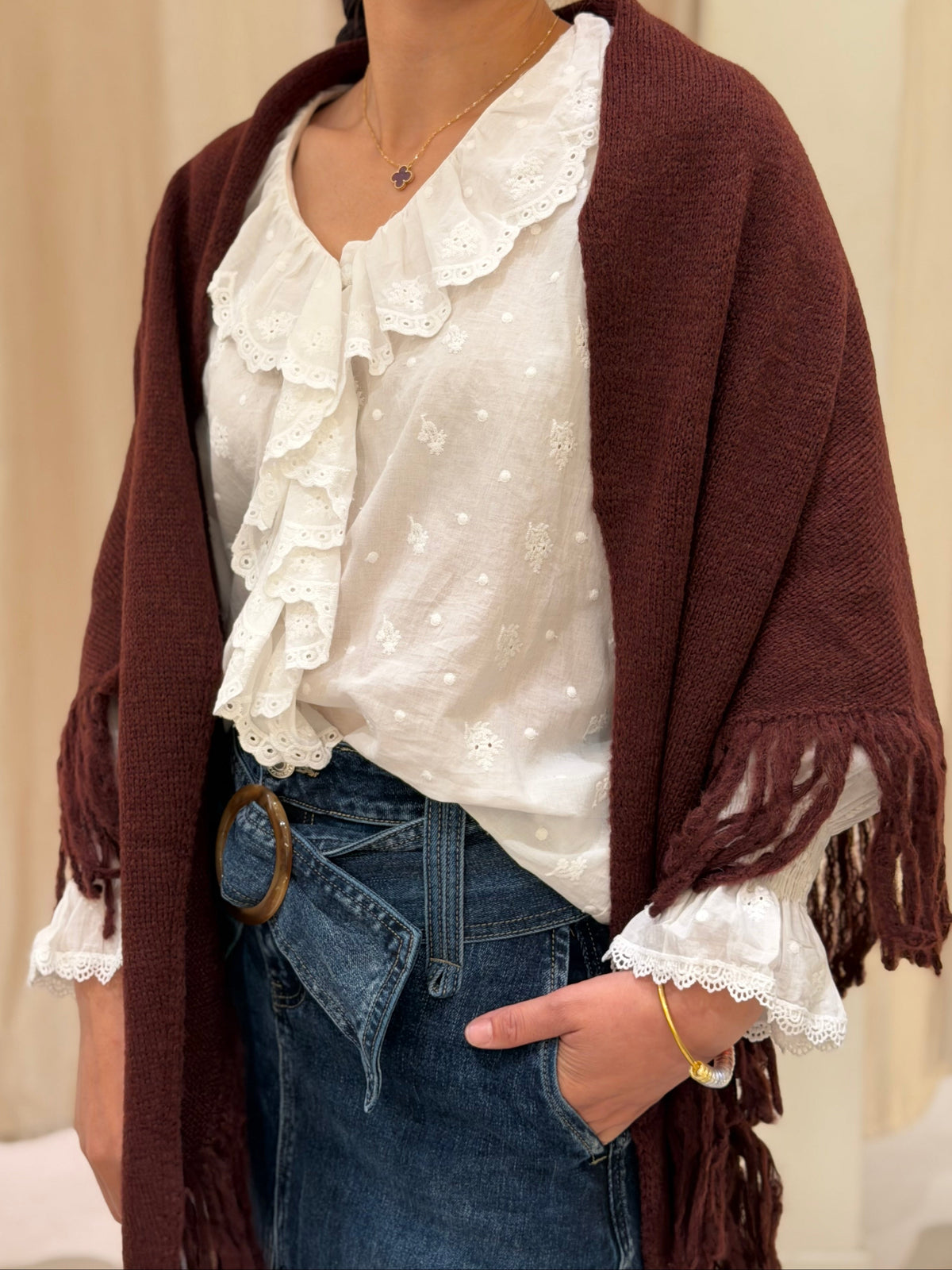 Poncho Flecos Granate